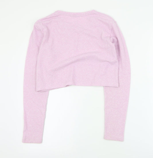 Matalan Girls Pink Round Neck Polyester Pullover Jumper Size 12 Years Pullover - Cropped