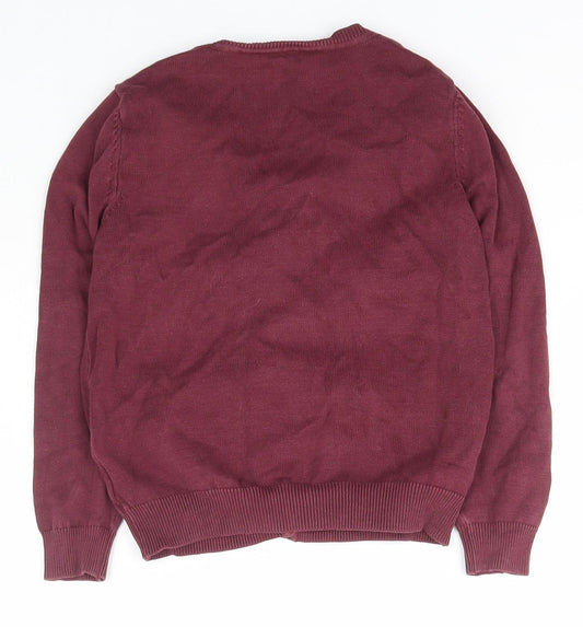 George Girls Purple V-Neck Cotton Cape Jumper Size 5-6 Years Button