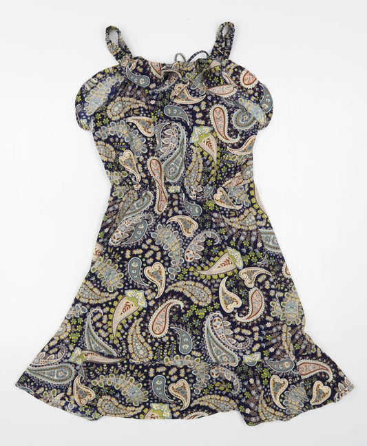 Monteau Womens Multicoloured Paisley Polyester Tank Dress Size S Off the Shoulder