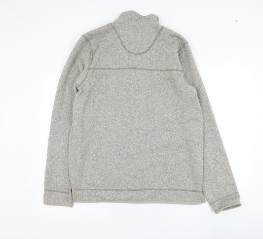 Marks and Spencer Mens Grey Mock Neck Polyester Henley Jumper Size M