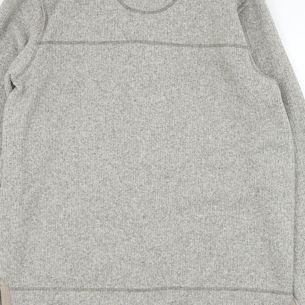 Marks and Spencer Mens Grey Mock Neck Polyester Henley Jumper Size M