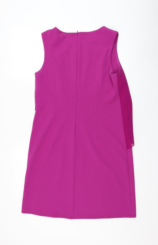 Oasis Womens Purple Polyester Shift Size M Round Neck Zip
