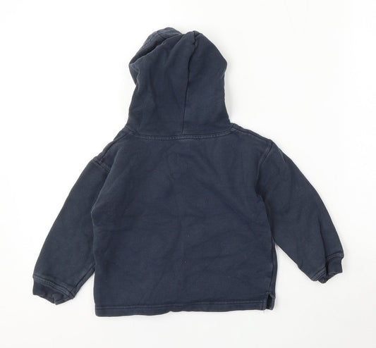 Preworn Boys Blue Cotton Pullover Hoodie Size 2-3 Years