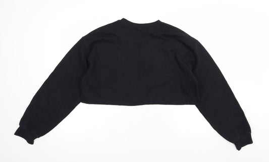 Missguided Womens Black Cotton Pullover Sweatshirt Size S Pullover - Cropped
