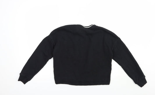 Marks and Spencer Girls Black Cotton Pullover Sweatshirt Size 12-13 Years Pullover - Future