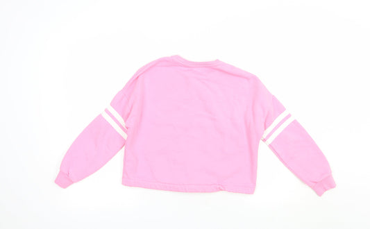 Marks and Spencer Girls Pink Cotton Pullover Sweatshirt Size 9-10 Years Pullover