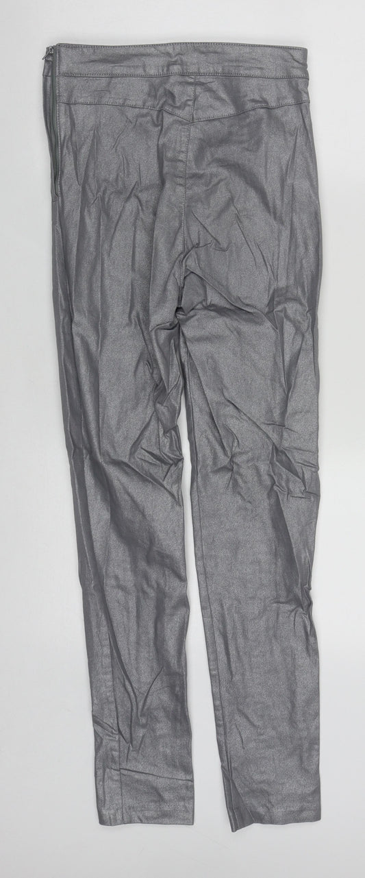 H&M Womens Silver Cotton Straight Jeans Size 8 L28 in Regular Zip