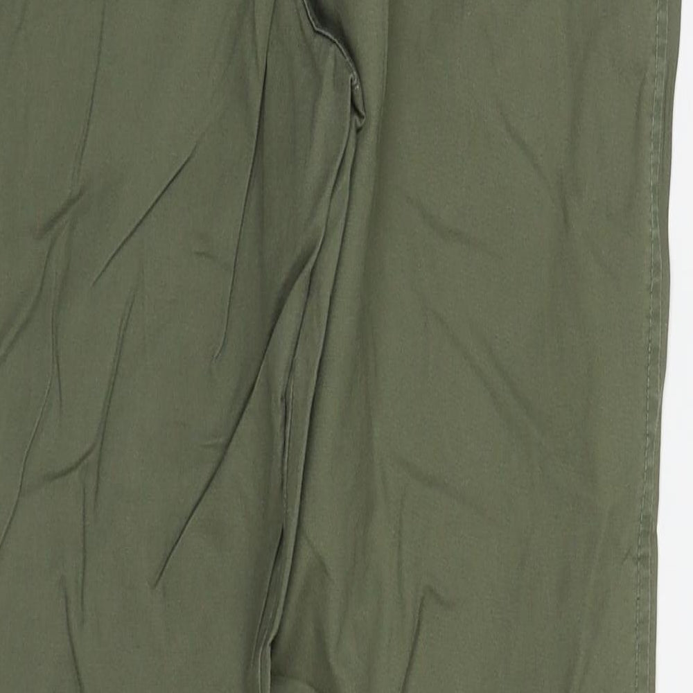 H&M Womens Green Cotton Trousers Size 8 L27 in Regular Zip