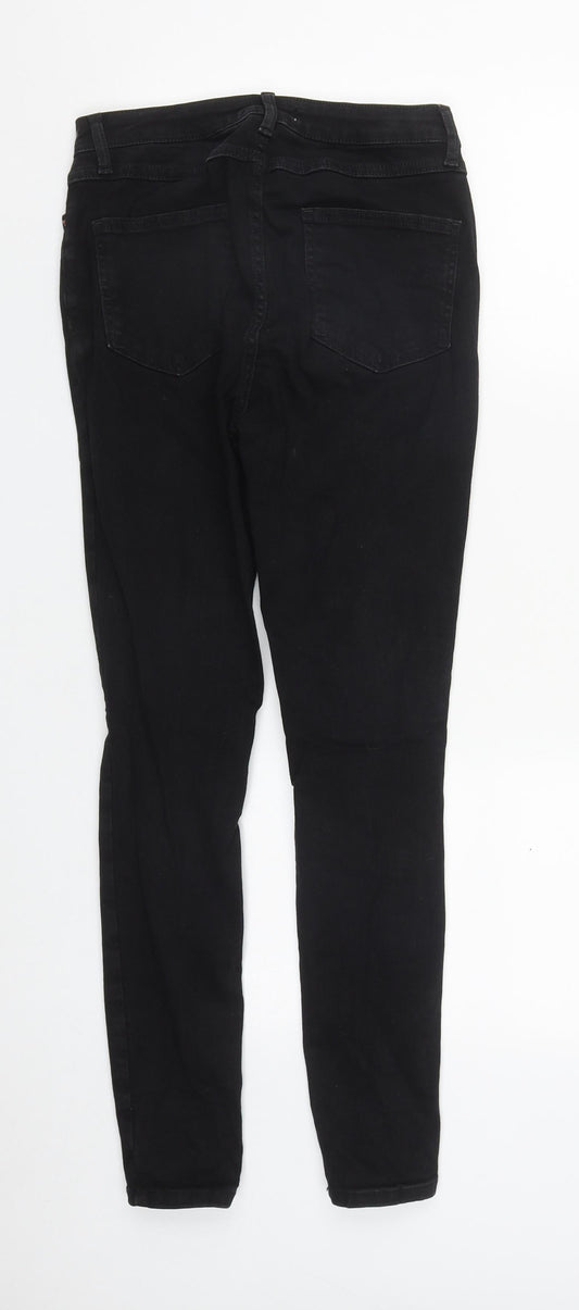 Denim & Co. Womens Black Cotton Straight Jeans Size 12 L29 in Regular Zip