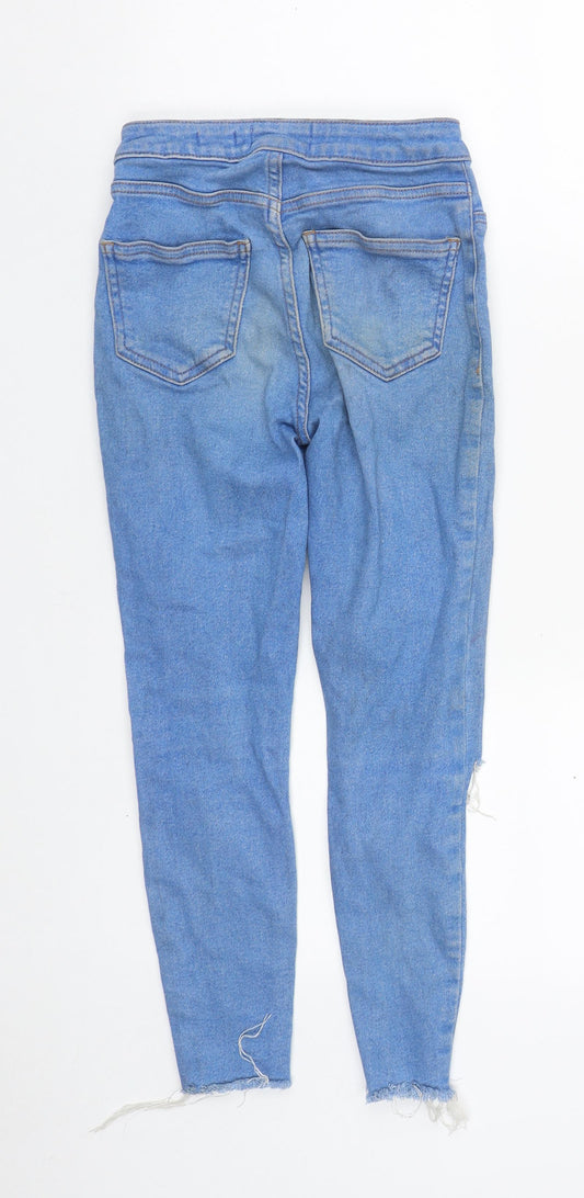 New Look Womens Blue Cotton Cropped Jeans Size 6 L22 in Regular Zip
