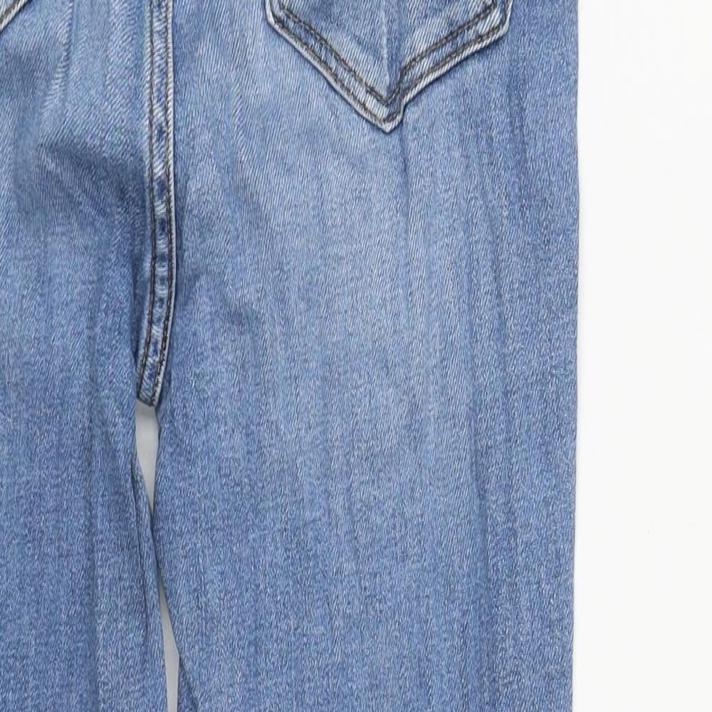 Denim & Co. Womens Blue Cotton Straight Jeans Size 8 L26 in Regular Zip