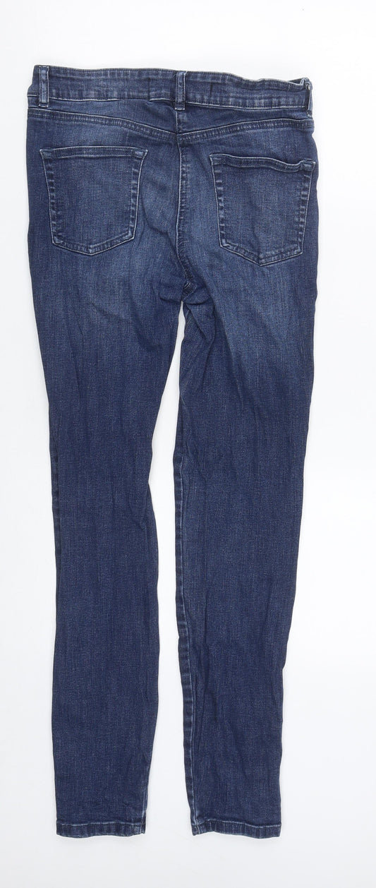 NEXT Womens Blue Cotton Skinny Jeans Size 10 L29 in Regular Zip