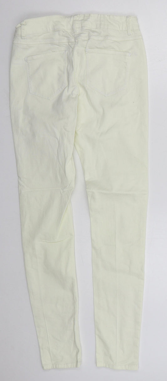 Papaya Womens Ivory Cotton Skinny Jeans Size 10 L30 in Regular Button