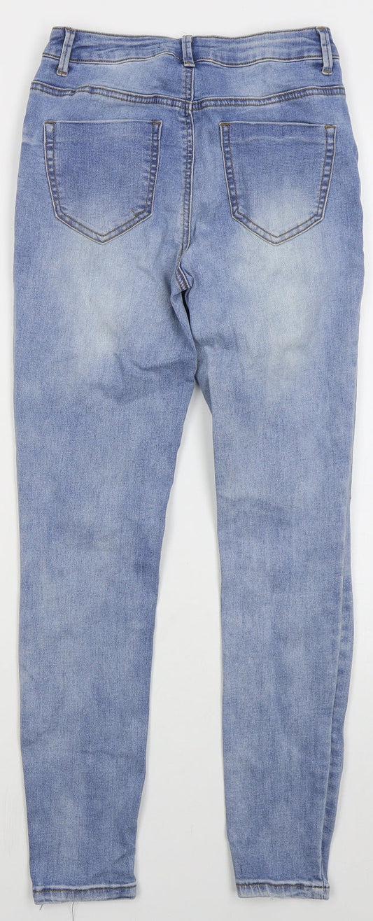 Missguided Womens Blue Cotton Skinny Jeans Size 6 L26 in Regular Button