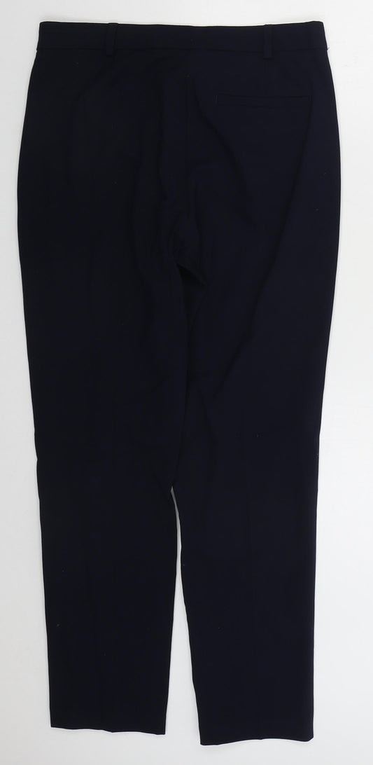 Marks and Spencer Womens Blue Polyester Trousers Size 10 L27 in Regular Hook & Eye