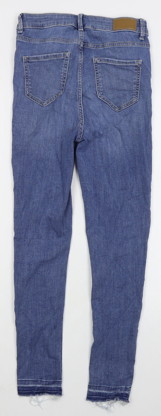 Marks and Spencer Womens Blue Cotton Skinny Jeans Size 26 in L27 in Regular Button