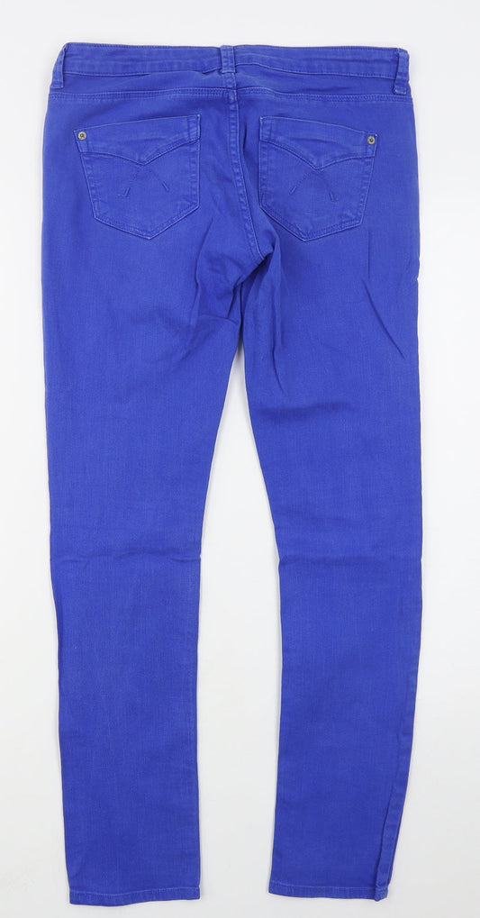Topshop Womens Blue Cotton Straight Jeans Size 30 in L30 in Regular Button