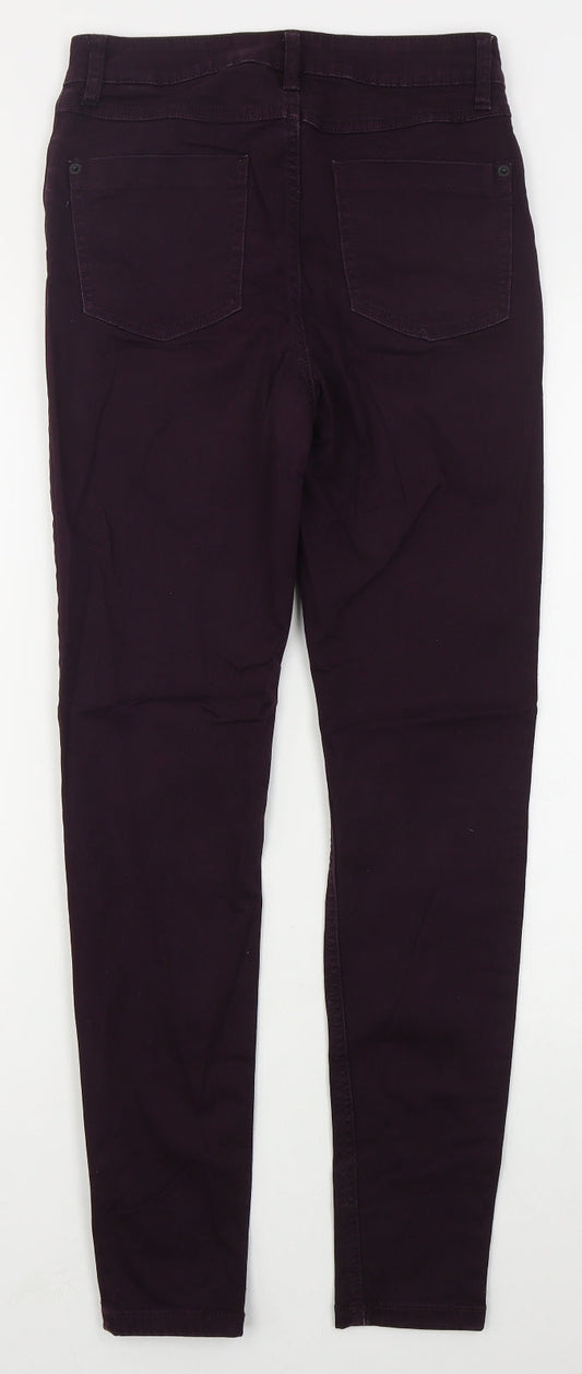 Marks and Spencer Womens Purple Cotton Skinny Jeans Size 8 L29 in Regular Button