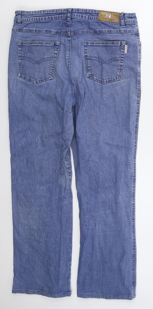 Greensource Womens Blue Cotton Straight Jeans Size 32 in L28 in Regular Button