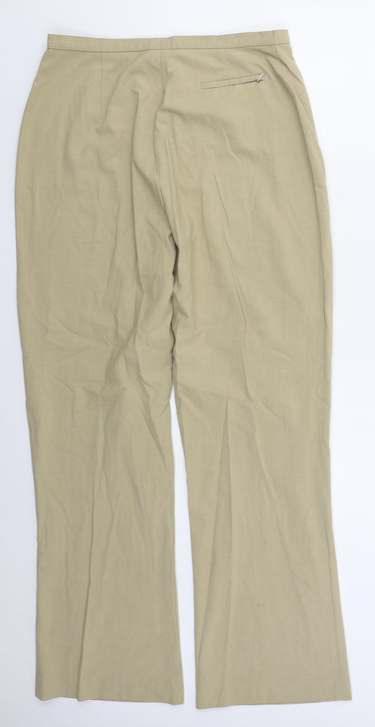 NEXT Womens Beige Polyester Trousers Size 14 L30 in Regular Button
