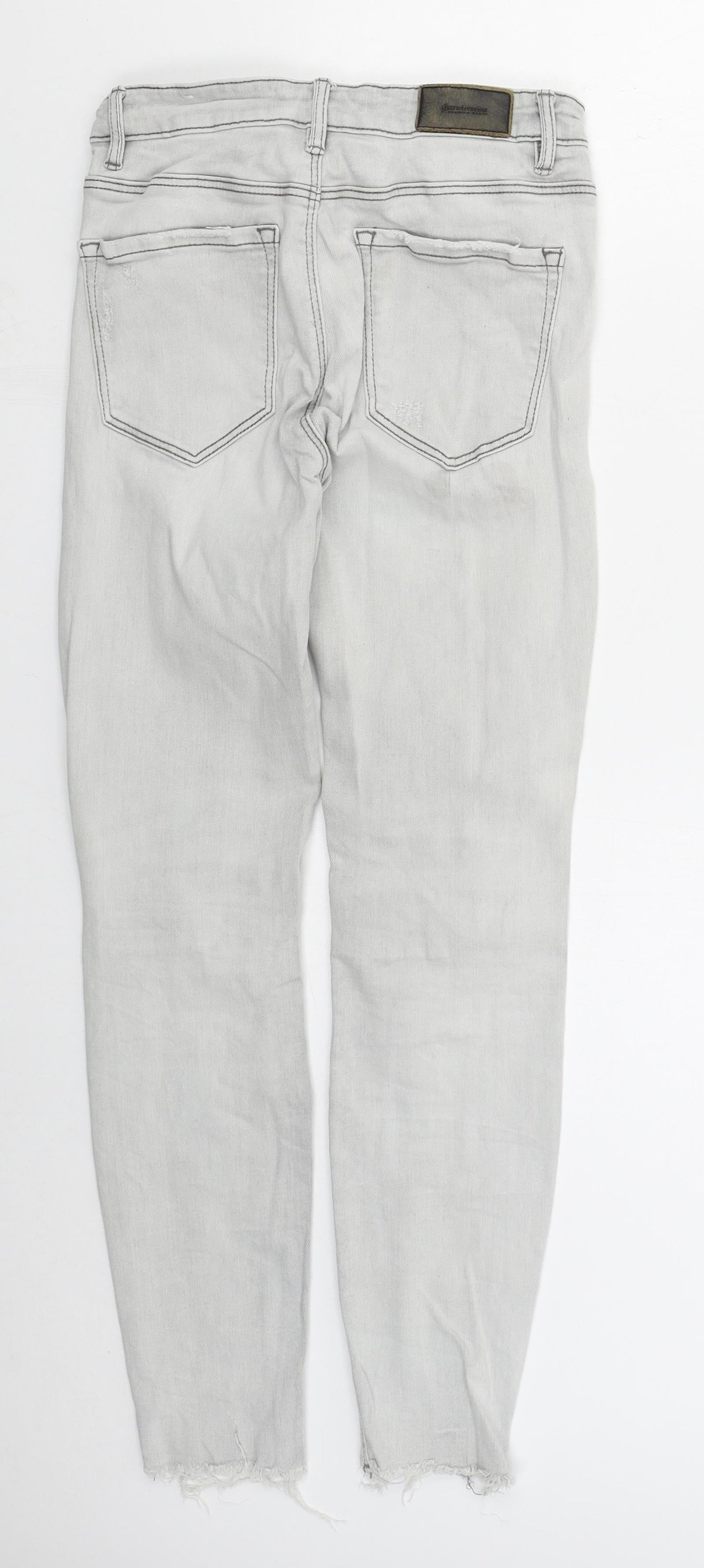Stradivarius Womens Grey Cotton Skinny Jeans Size 10 L27 in Regular Button