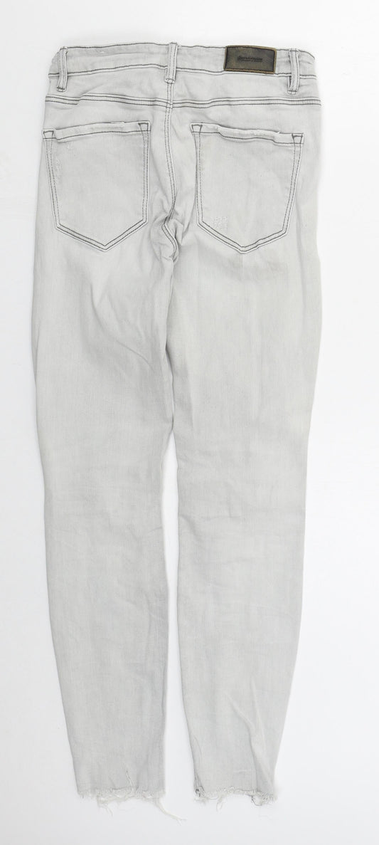 Stradivarius Womens Grey  Cotton Skinny Jeans Size 10 L27 in Regular Button