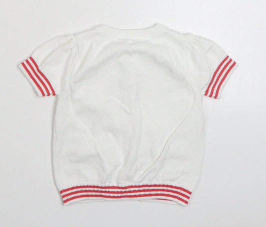 Mothercare Girls White 100% Cotton Cardigan Jumper Size 9-12 Months Button