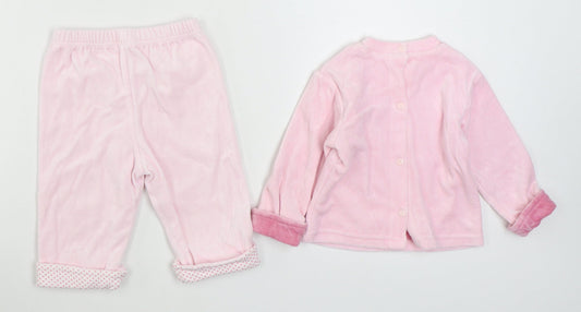 Miobic & Marks and Spencer Girls Pink Polyester Pyjama Set Size 6-9 Months Button
