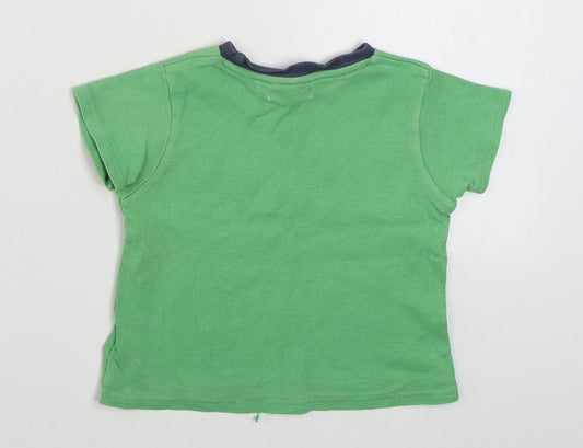 Ladybird Boys Green 100% Cotton Basic T-Shirt Size 12-18 Months Round Neck Pullover