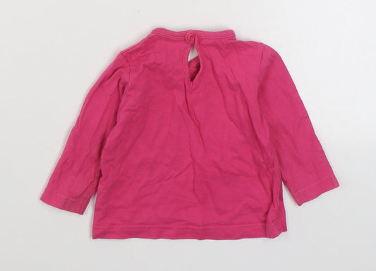 Cherokee Girls Pink 100% Cotton Basic T-Shirt Size 3-6 Months Round Neck Pullover