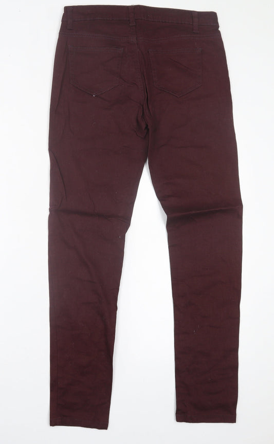 B.YOU Womens Purple Cotton Skinny Jeans Size 10 L31 in Regular Button