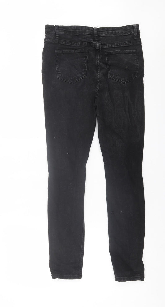 Boohoo Womens Black Cotton Skinny Jeans Size 12 L28 in Regular Button
