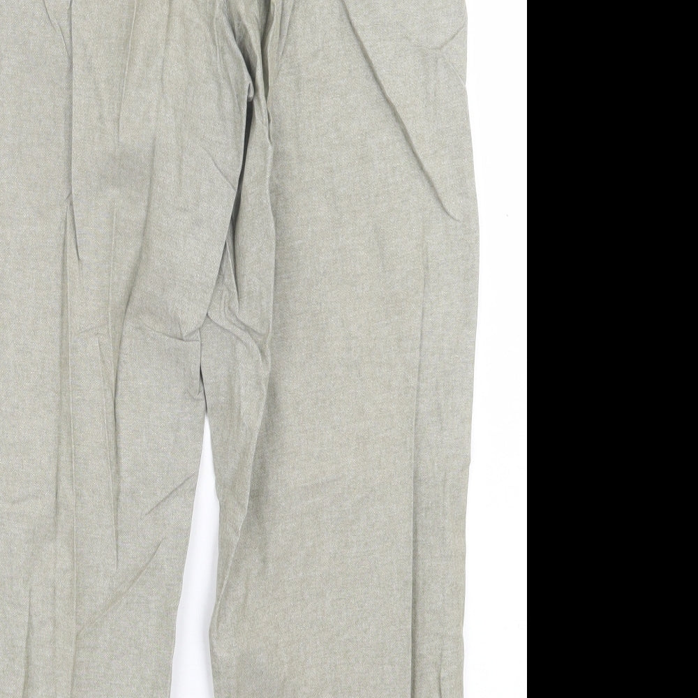 Isle Essentials Womens Green Cotton Trousers Size 12 L24 in Regular Tie