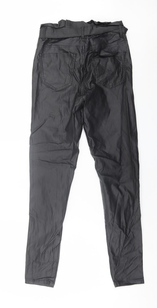 New Look Womens Black Viscose Skinny Jeans Size 10 L29 in Regular Button - Leather Look