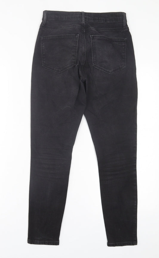 Topshop Womens Black Cotton Skinny Jeans Size 26 in L30 in Regular Button