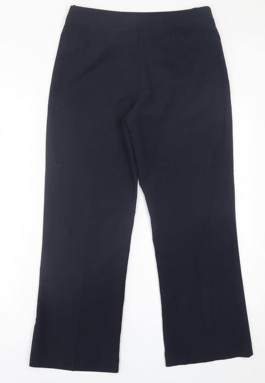 Preworn Womens Blue Polyester Trousers Size 10 L28 in Regular Hook & Eye