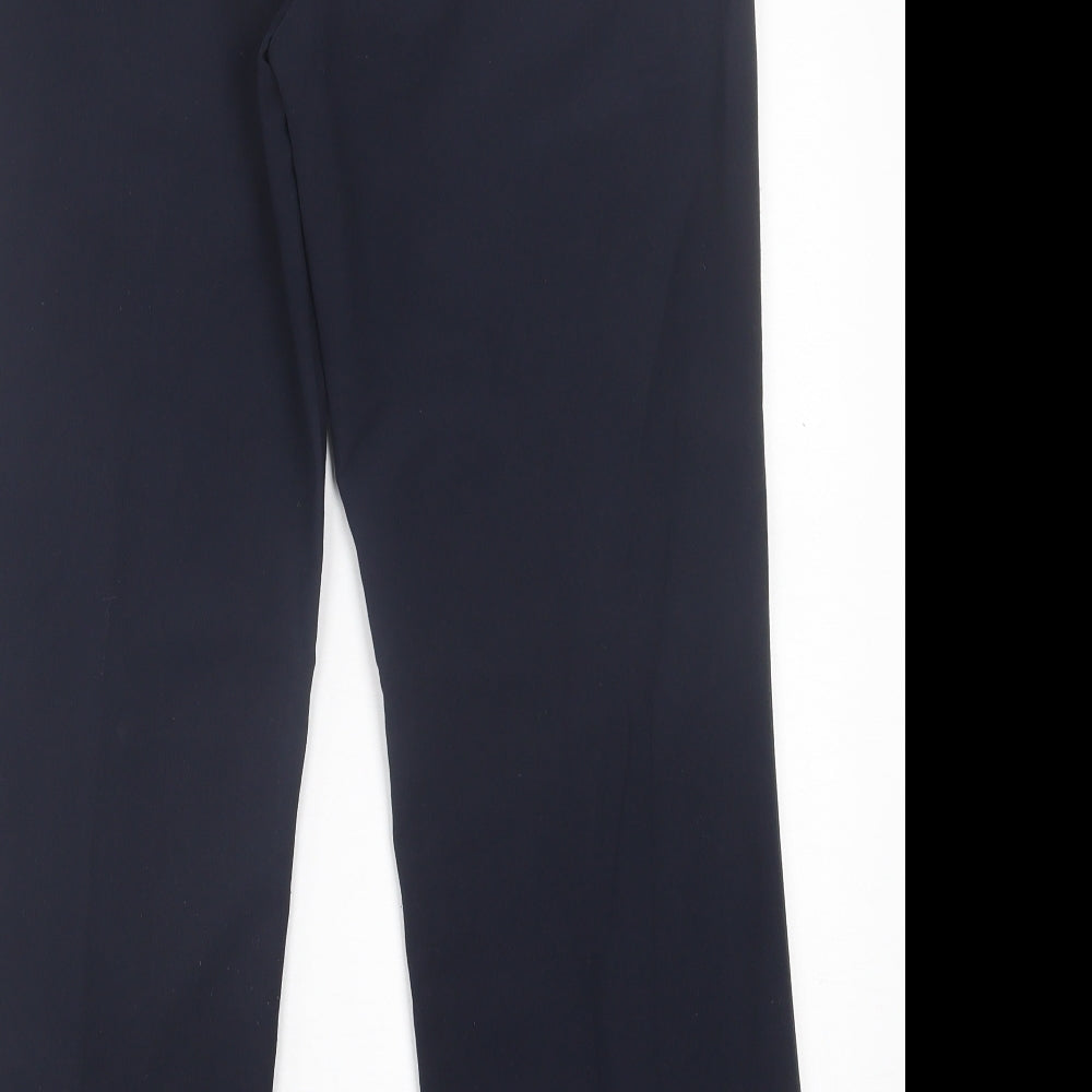 Preworn Womens Blue Polyester Trousers Size 10 L28 in Regular Hook & Eye