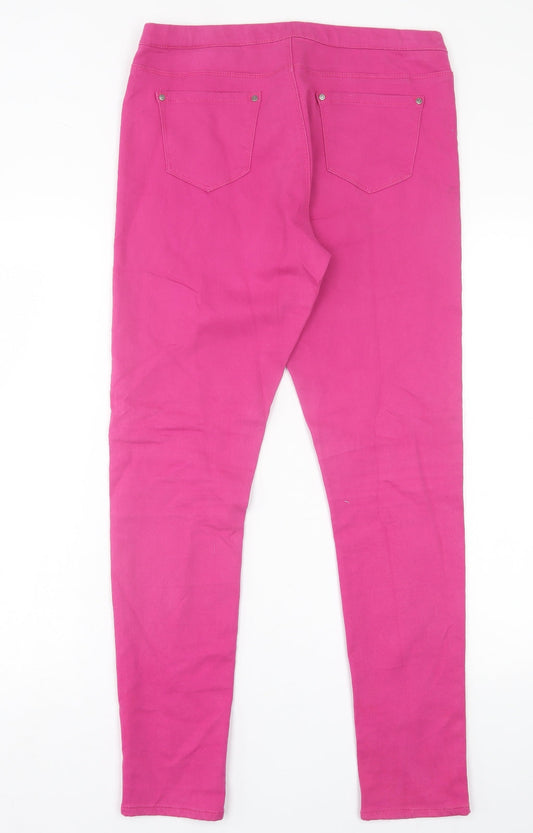 originla Womens Pink Cotton Jegging Trousers Size 12 L29 in Regular