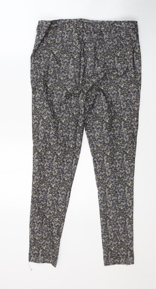 New Look Womens Black Floral Viscose Jegging Jeans Size 10 L26 in Regular Button