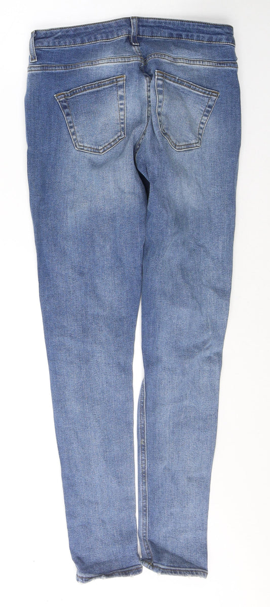 Denim & Co. Womens Blue Cotton Skinny Jeans Size 10 L29 in Regular Button