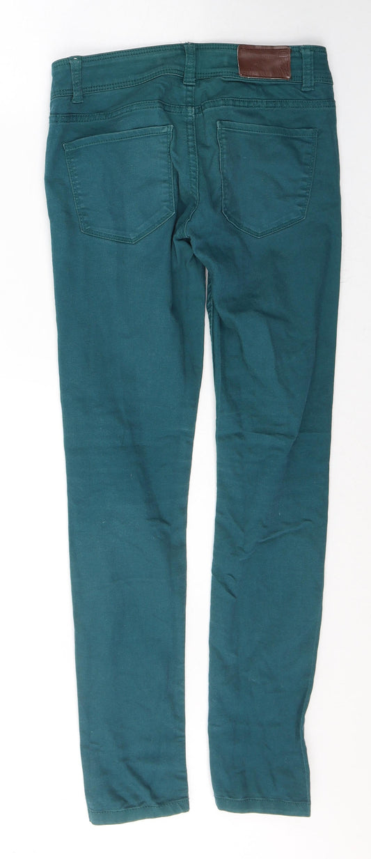 72D Womens Green Cotton Skinny Jeans Size 30 in L29 in Regular Button