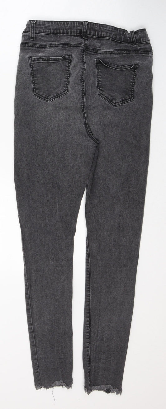 Denim & Co. Womens Grey Cotton Skinny Jeans Size 14 L27 in Regular Button