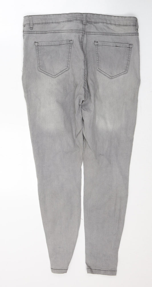 Studio Womens Grey Cotton Skinny Jeans Size 10 L26 in Regular Button
