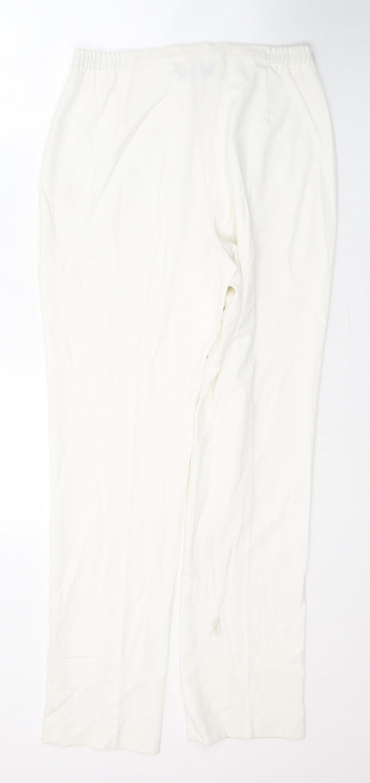 Hudson & Onslow Womens White Polyester Trousers Size 12 L30 in Regular Button