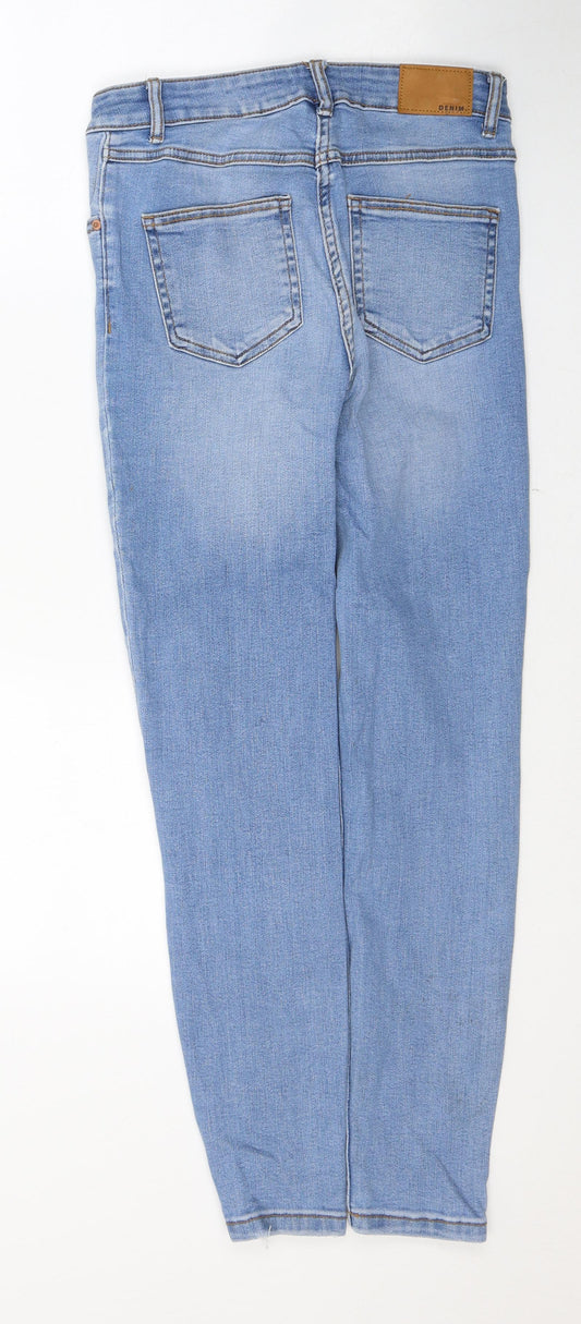 Papaya Womens Blue Cotton Skinny Jeans Size 8 L26 in Regular Button
