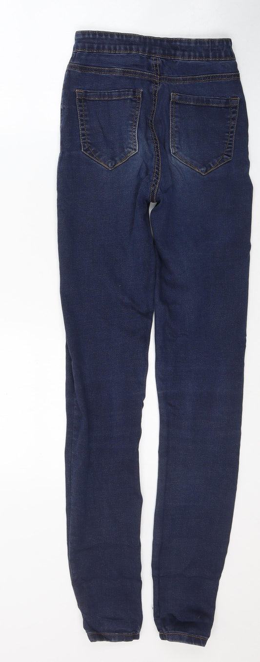Denim & Co. Womens Blue Cotton Skinny Jeans Size 6 L30 in Regular Button