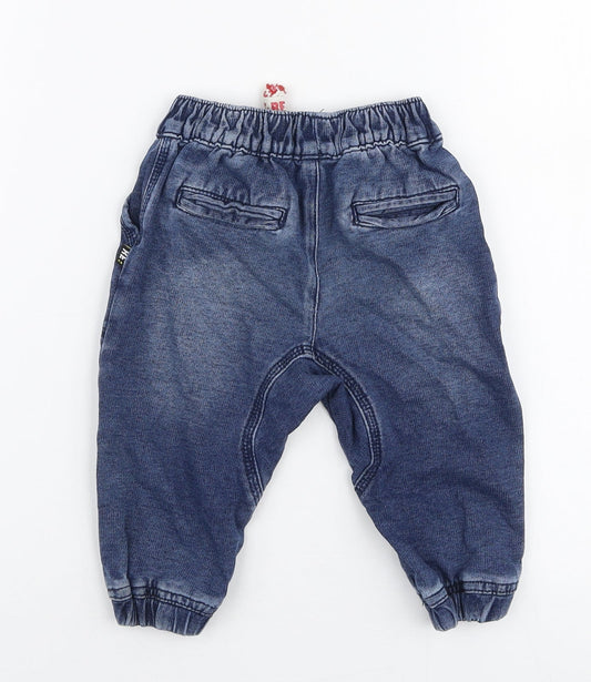 Woolies Boys Blue Polyester Cargo Jeans Size 9-12 Months Drawstring