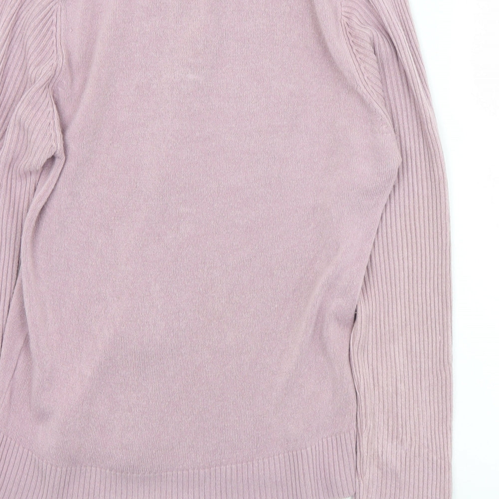 Ellie Louise Womens Purple Collared Acrylic Full Zip Jumper Size S