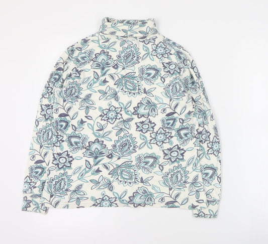 Karen Scott Womens Blue Floral Cotton Pullover Sweatshirt Size S Pullover
