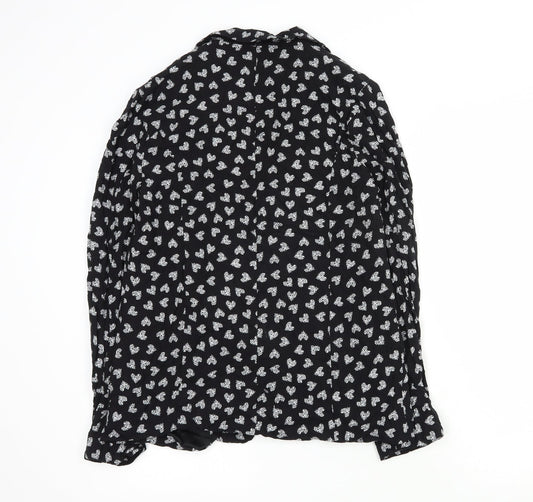 Primark Womens Black Geometric Jacket Blazer Size 14 Button